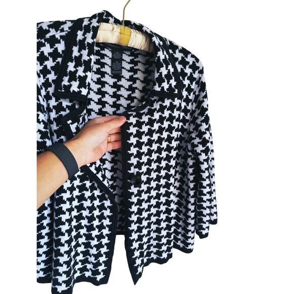 Josephine Chaus Button Houndstooth Knit Cardigan Blazer Sweater XL Heritage - Picture 7 of 8